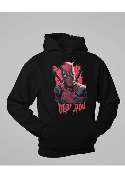 Tasarım Deadpool Baskılı Unisex Oversize Marvel Hoodie
