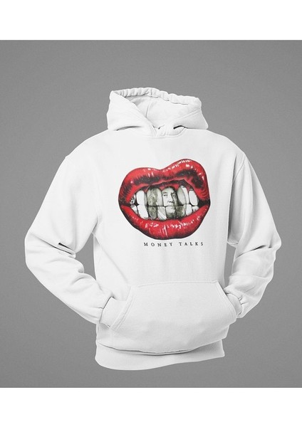 Money Talks Yazılı Unisex Oversize Hoodie