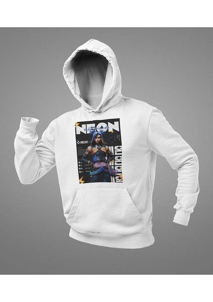 Neon Entry Karakter Baskılı Unisex Oversize Valorantt Hoodie