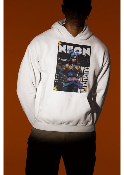 Neon Entry Karakter Baskılı Unisex Oversize Valorantt Hoodie