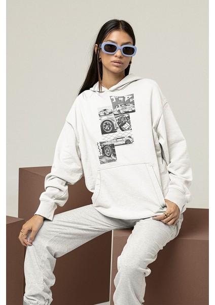 Tasarım Araba Baskılı Unisex Oversize Hoodie modelleri