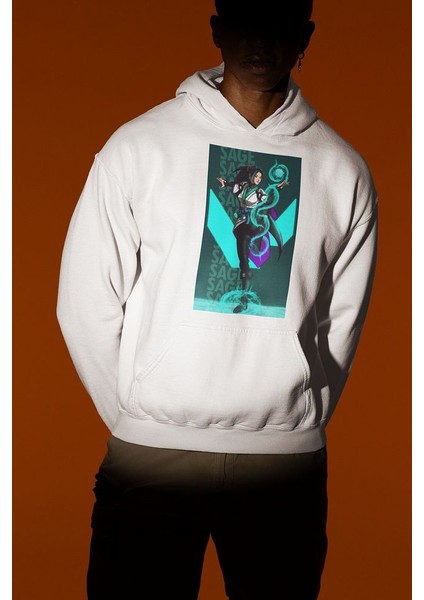 Sage Heal Karakter Baskılı Unisex Oversize Vvalorant Hoodie