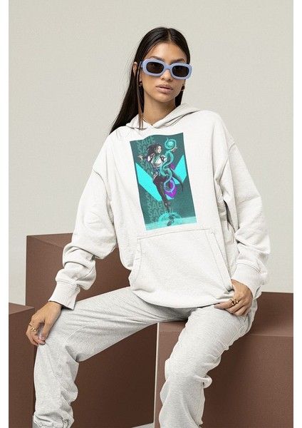 Sage Heal Karakter Baskılı Unisex Oversize Vvalorant Hoodie