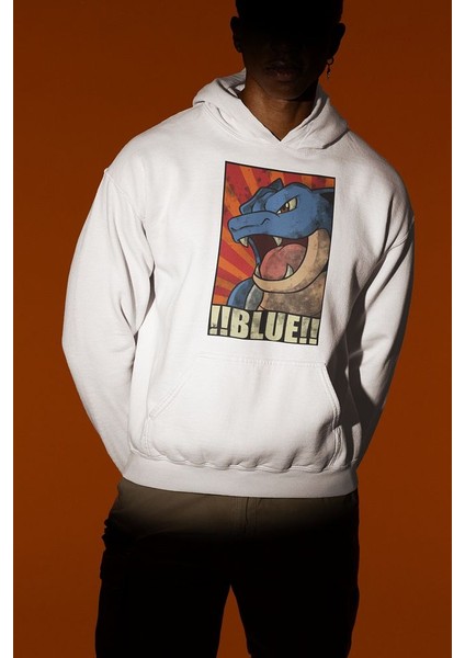 Çizgi Film Pokemon !! Blue !! Baskılı Unisex Oversize Hoodie fiyatları