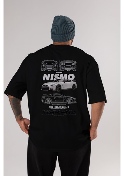 Nıssan Nısmo Arka Baskılı Oversize T-Shirt Erkek Kadın Unisex Pamuk Bisiklet Yaka