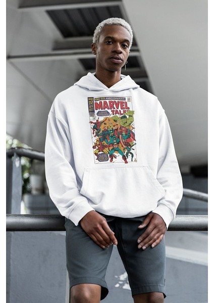 Avengers Kahramanlar Baskılı Unisex Oversize Marvel Tale Hoodie