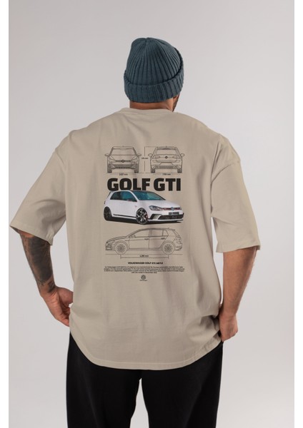 Volkswagen Golf Gtı Mk7 Arka Baskılı Oversize T-Shirt Erkek Kadın Unisex Pamuk Bisiklet Yaka Tişort
