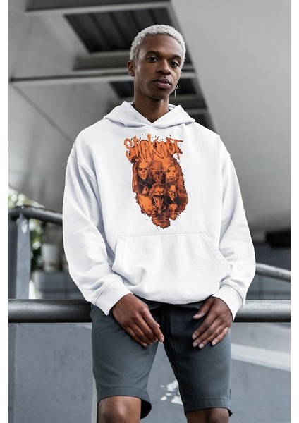 Slipknot Müzik Grubu Baskılı Unisex Oversize Rock Metal Hoodie