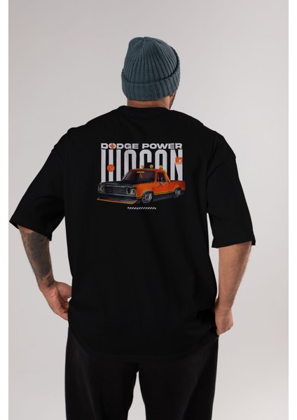 Dodge Power Wagon Arka Baskılı Oversize T-Shirt Erkek Kadın Unisex Pamuk Bisiklet Yaka