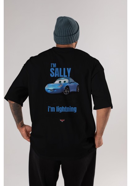 I Am Sally , I Am Lightning Beyaz Arka Baskılı Oversize T-Shirt Erkek Kadın Unisex Pamuk Bisiklet Yaka