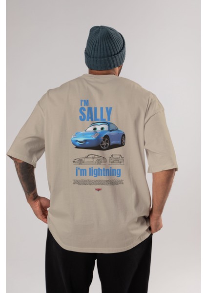 I Am Sally , I Am Lightning Beyaz Arka Baskılı Oversize T-Shirt Erkek Kadın Unisex Pamuk Bisiklet Yaka Tişort