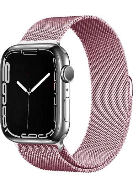 Apple Watch 7 45MM Mıknatıslı Katlanabilir Metal Hasır Kordon Krd BAND01