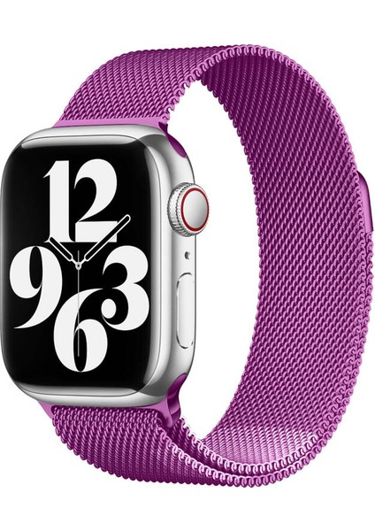 Apple Watch 7 45MM Mıknatıslı Katlanabilir Metal Hasır Kordon Krd BAND01