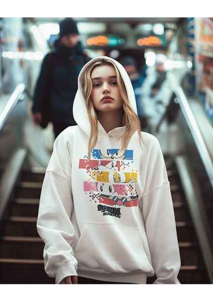 Sonic The Hedgehog Baskılı Unisex Oversize Çizgi Film Hoodie modelleri