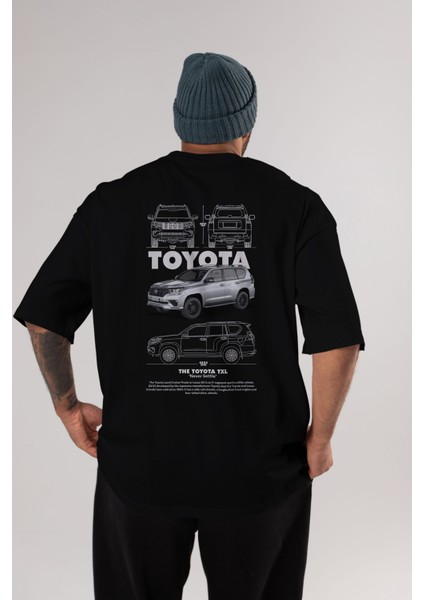 Toyota Txl Arka Baskılı Oversize T-Shirt Erkek Kadın Unisex Pamuk Bisiklet Yaka