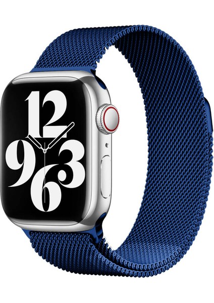Apple Watch 7 45MM Mıknatıslı Katlanabilir Metal Hasır Kordon Krd BAND01