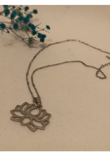 Lotus Çiçeği Çelik Kolye