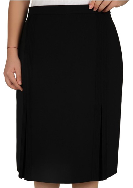 Kısa Büyük Beden Nevrürlü Pileli Astarlı Krep Anne Eteği