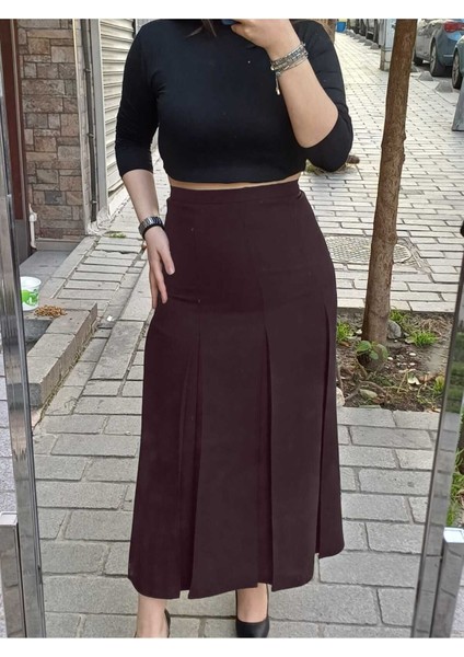 Tesettür Büyük Beden Fişekli Astarlı Portoriko Kloş Anne Eteği Urun Boy 95 cm