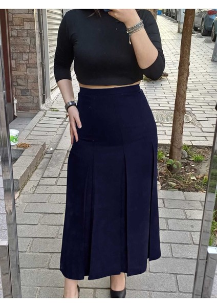 Tesettür Büyük Beden Fişekli Astarlı Portoriko Kloş Anne Eteği Urun Boy 95 cm