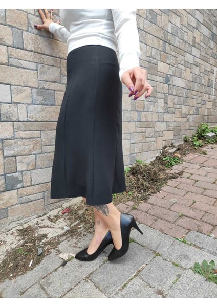 Kısa Büyük Beden Kloş Astarlı 8 Parçalı Krep Etek fiyatları