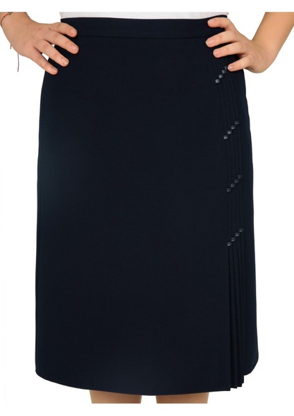 Kısa Büyük Beden Deri Detaylı Astarlı Krep Pileli Etek fiyatları