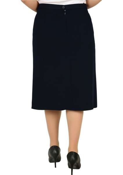 Kısa Büyük Beden Deri Detaylı Astarlı Krep Pileli Etek modelleri