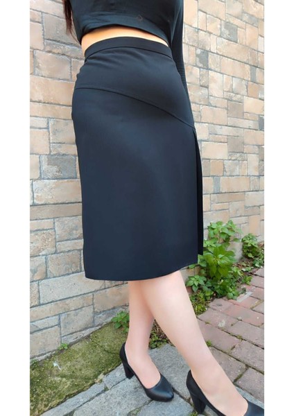 Kısa Büyük Beden Pileli Krep Astarlı Anne Eteği modelleri