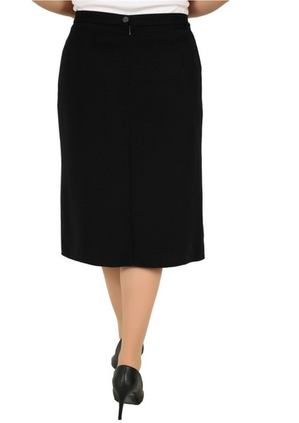 Kısa Büyük Beden Deri Detaylı Astarlı Krep Pileli Etek modelleri