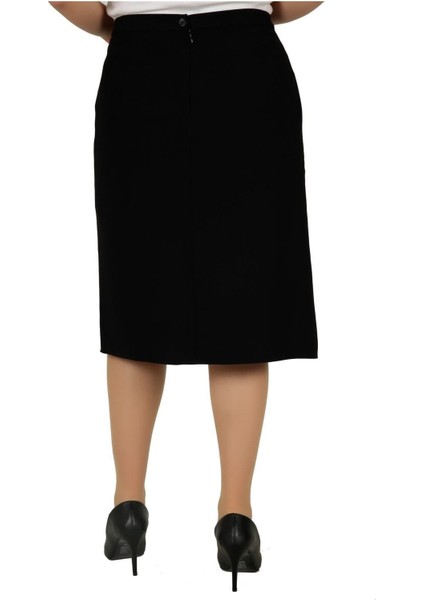 Kısa Büyük Beden Payet Detaylı Pileli Astarlı Krep Etek modelleri