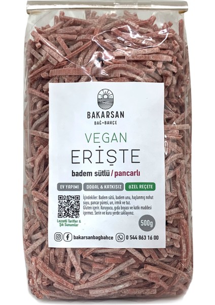 Badem Sütlü Pancarlı Vegan Erişte 500 gr