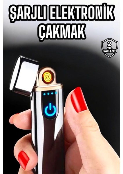 Şarjlı Elektronik Çakmak Dokunmatik Metal Uçlu Çevre Dostu