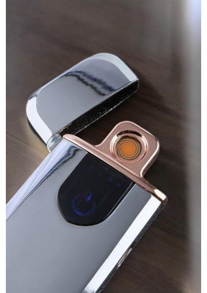 Şarjlı Elektronik Çakmak Dokunmatik Metal Uçlu Alevsiz USB Şarjlı