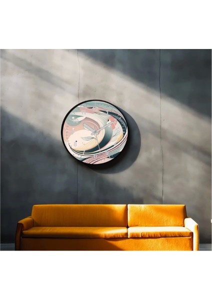 - Dekoratif 3D Baskı Geometrik Desen Yuvarlak Duvar Saati -49