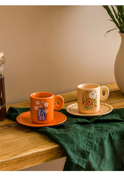 Lcw Home Bej Baskılı 2 Kişilik Porselen Kahve Fincan Takımı 110 ml