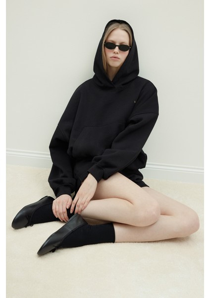 Siyah Hardy Kapüşonlu Sweatshirt