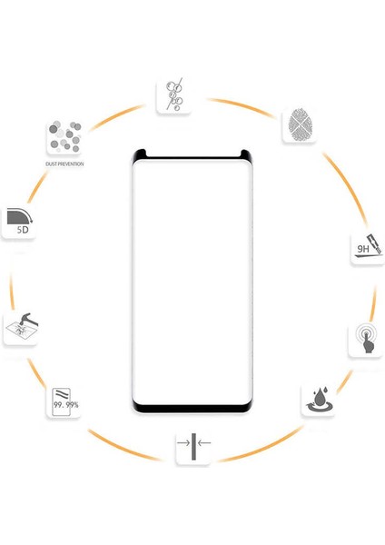 Galaxy Note 8 Ekran Koruyucu Kavisli Full Yapışkanlı Cam Ekran Koruyucu Siyah