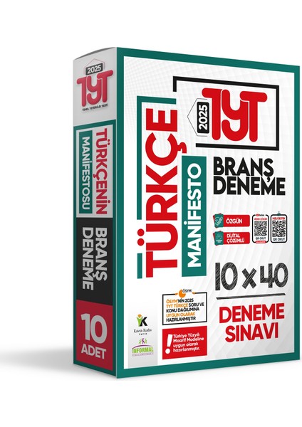 2025 YKS TYTnin Manifestosu (Türkçe-Mat-Fen-Sosyal) Branş Deneme ALTIN PAKET (4x10) Dijital Çözümlü