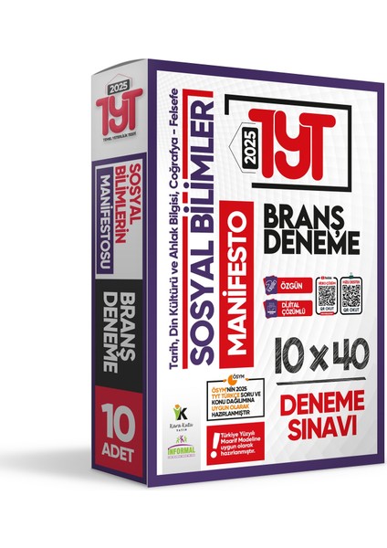 2025 YKS TYTnin Manifestosu (Türkçe-Mat-Fen-Sosyal) Branş Deneme ALTIN PAKET (4x10) Dijital Çözümlü