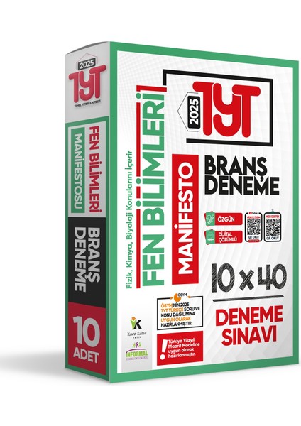 2025 YKS TYTnin Manifestosu (Türkçe-Mat-Fen-Sosyal) Branş Deneme ALTIN PAKET (4x10) Dijital Çözümlü