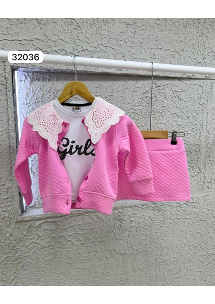 Kız Çocuk 3'lü Etekli Kapitone Takım Pembe Renk fiyatları
