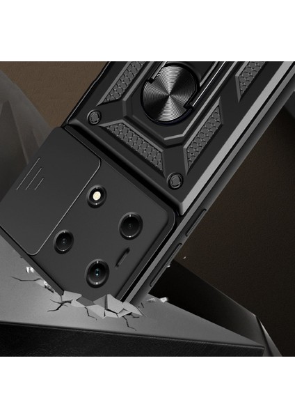 İnfinix Note 30 VIP Kılıf Magnetik Standlı Kamera Korumalı Zore Sürgülü Vega Kapak