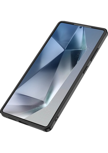 Galaxy S25 Ultra Uyumlu Kılıf Kamera Korumalı Şeffaf Arka Yüzey Zore New Roll Kapak-Siyah