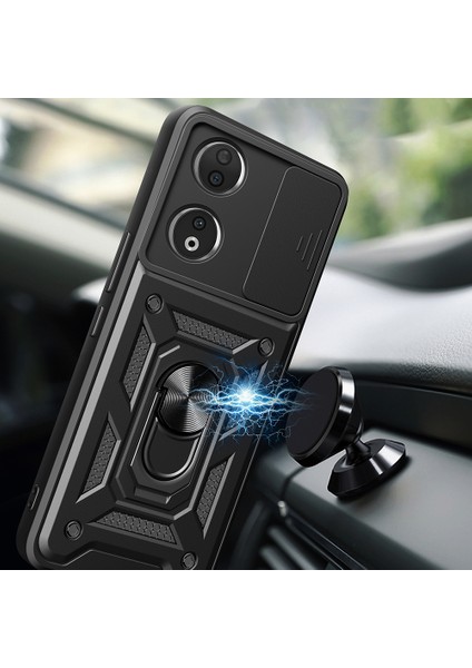 Honor 90 Uyumlu Kılıf Magnetik Standlı Kamera Korumalı Zore Sürgülü Vega Kapak-Siyah fırsatları