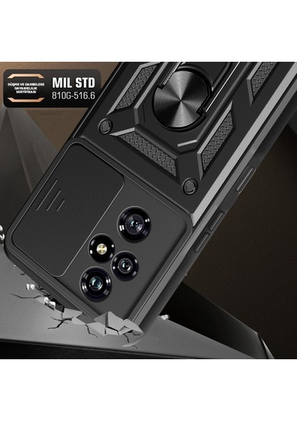 Honor 200 Pro Uyumlu Kılıf Magnetik Standlı Kamera Korumalı Zore Sürgülü Vega Kapak-Mavi modelleri