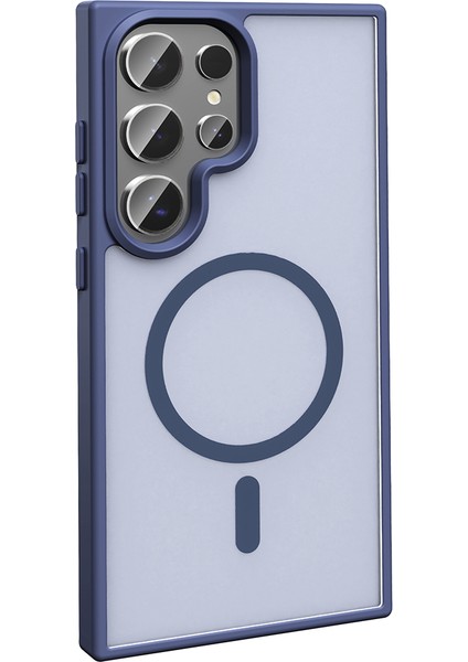 Galaxy S25 Ultra Uyumlu Kılıf Magsafe Şarj Özellikli Mat Arka Yüzey Zore Sio Kapak-Lacivert