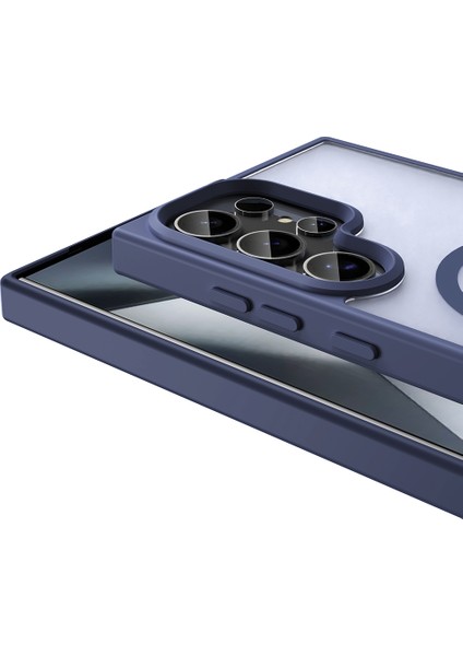 Galaxy S25 Ultra Uyumlu Kılıf Magsafe Şarj Özellikli Mat Arka Yüzey Zore Sio Kapak-Lacivert