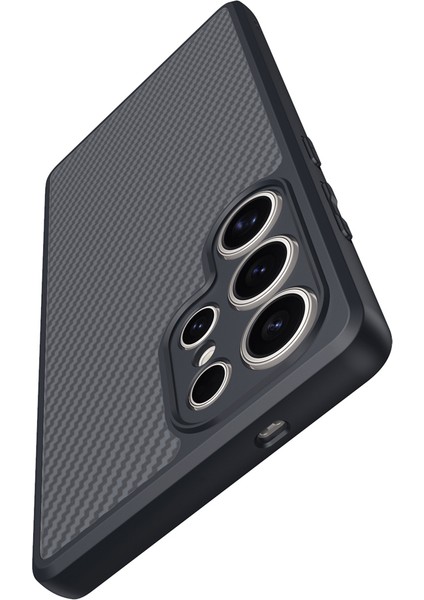 Galaxy S25 Ultra Uyumlu Kılıf Magsafe Şarj Özellikli Karbon Fiber Tasarımlı Zore Elnino Kapak-Siyah