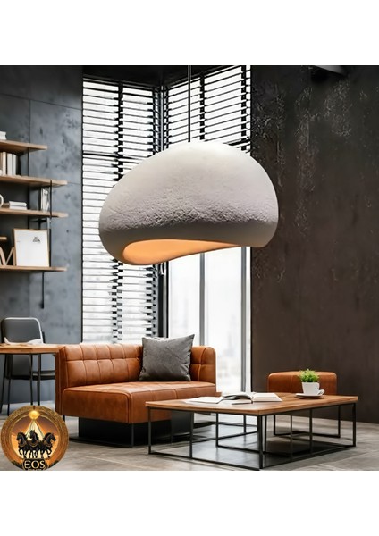 Petra Doğal Taş Efektli Modern Beton Avize Çap: 300MM