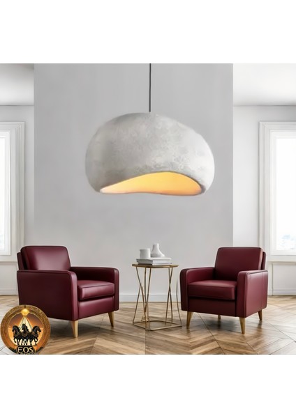 Petra Doğal Taş Efektli Modern Beton Avize Çap: 300MM modelleri